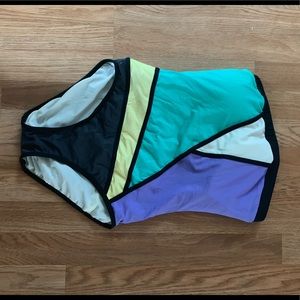 Colorblock strapless bathing suit
